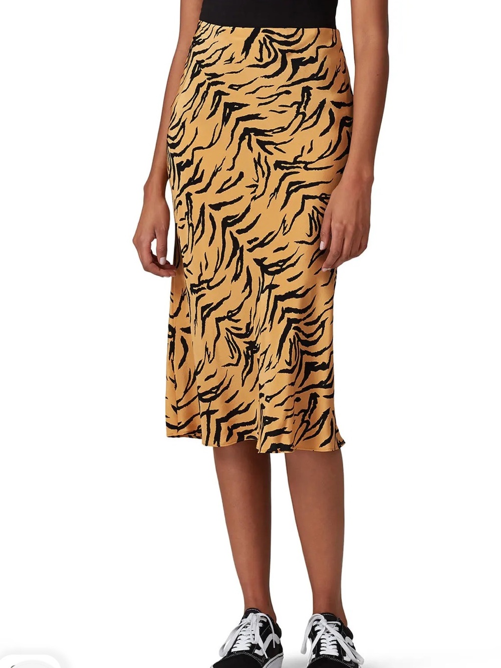 NWOT Madewell 100% Silk Tiger-Print Midi Slip Skirt Sz 4